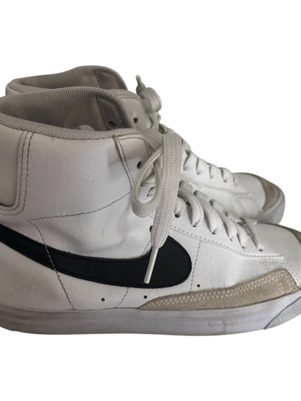 Nike White High-Top Sneakers with Black Swoosh
